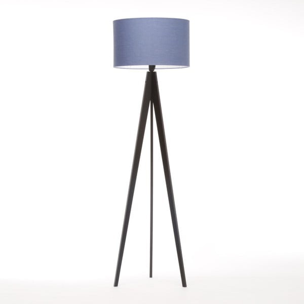 Modrá stojací lampa 4room Artist, černá lakovaná bříza, 150 cm