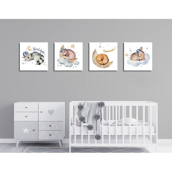 Картини в комплект от 4 бр. 30x30 cm Good Night - Wallity-image-2