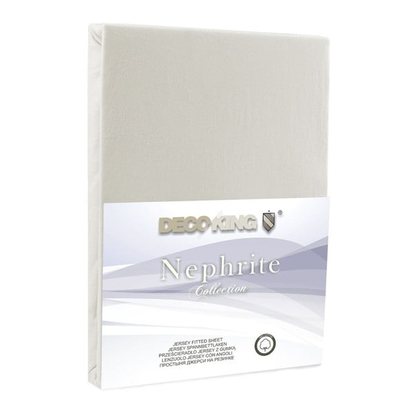 Кремав еластичен чаршаф , 220/240 x 220 cm Nephrite - DecoKing-image-2