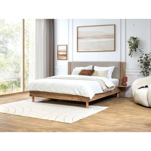 Светлосиво двойно легло с включена подматрачна рамка 140x190 cm Lior – Bobochic Paris-image-1