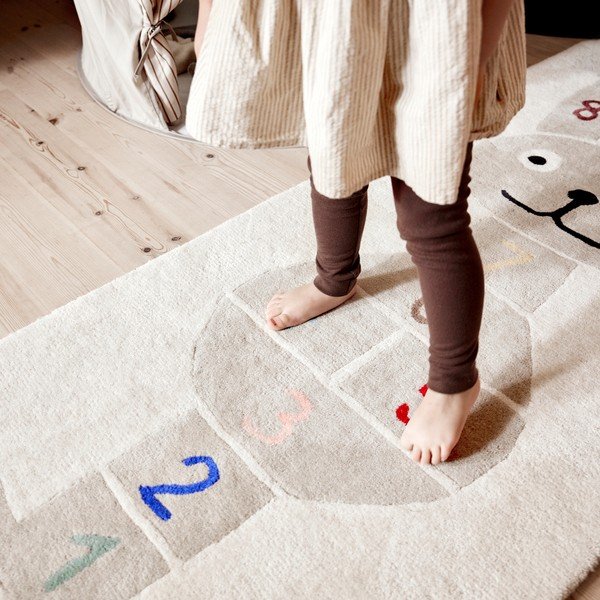 Ръчно изработено детско килимче за игра със смес от вълна 75x180 cm Rabbit Hopscotch – OYOY Mini-image-1