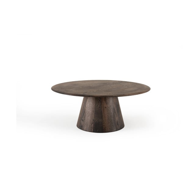 Кафява кръгла масичка за кафе от масивен дъб ø 80 cm Mushroom – Gazzda-image-3