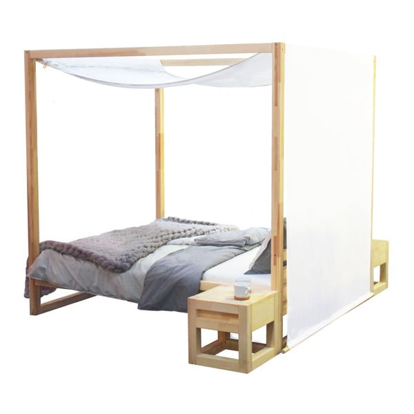 Дървено двойно легло Baldee Bella Natural, 200 x 190 cm - Benlemi-image-1