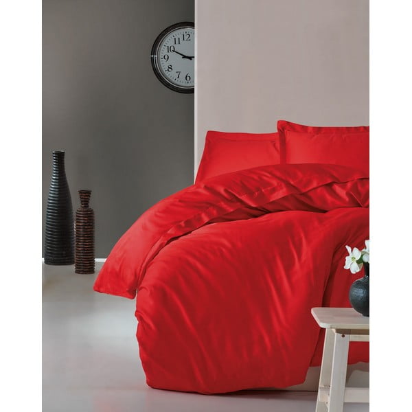 Cotton Box Червен чаршаф за двойно легло с памучен сатен, 200 x 220 cm Elegant - Mijolnir