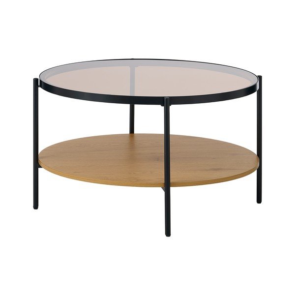 Кръгла масичка за кафе със стъклен плот в естествен цвят ø 84 cm Hassel – Unique Furniture