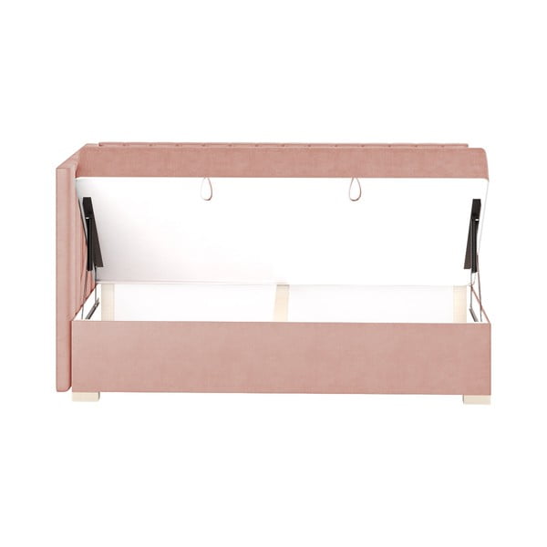 Розово ъглово детско легло 90x200 cm с място за съхранение с включен матрак Snugi – Ghado-image-4