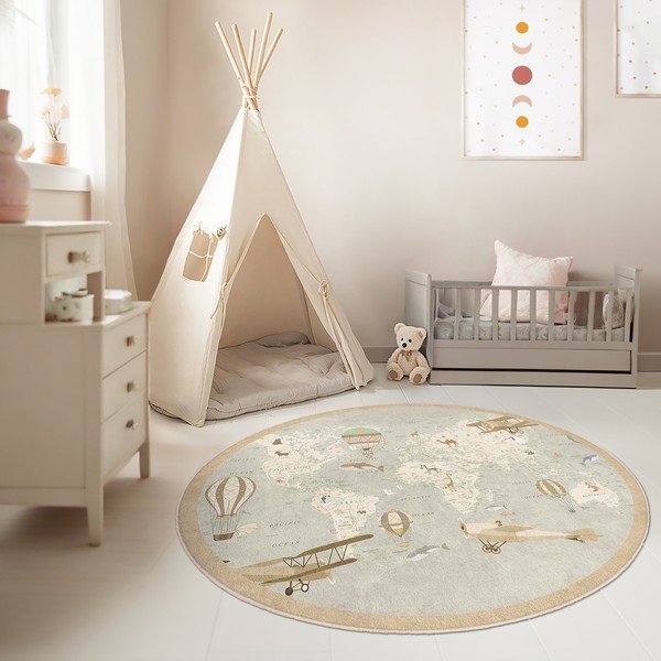 Детско килимче за игра подходящо за пране ø100 cm Vintage World – Mila Home-image-4