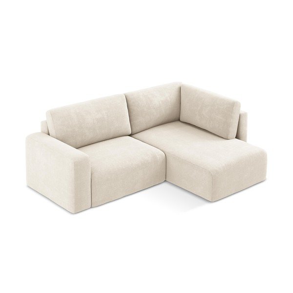 Кремав шенилов сгъваем/с място за съхранение ъглов диван (десен ъгъл/L форма) Kona – Makamii-image-3