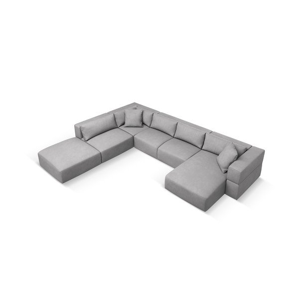 Светлосив ъглов U-образен диван, ляв ъгъл Esther – Milo Casa-image-2