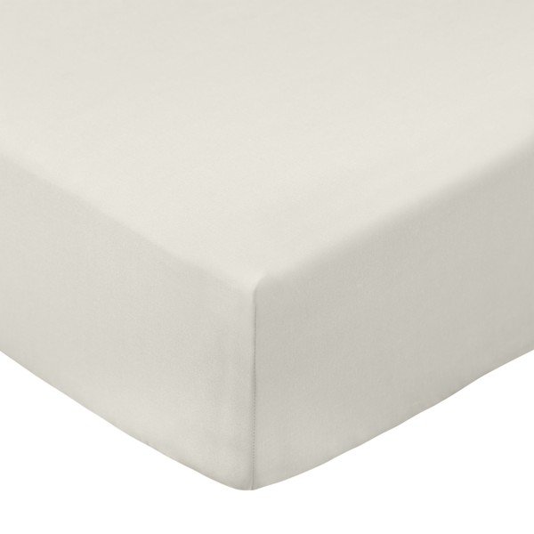 Кремав еластичен чаршаф от памук перкал 90x190 cm Cotton Percale – Bianca