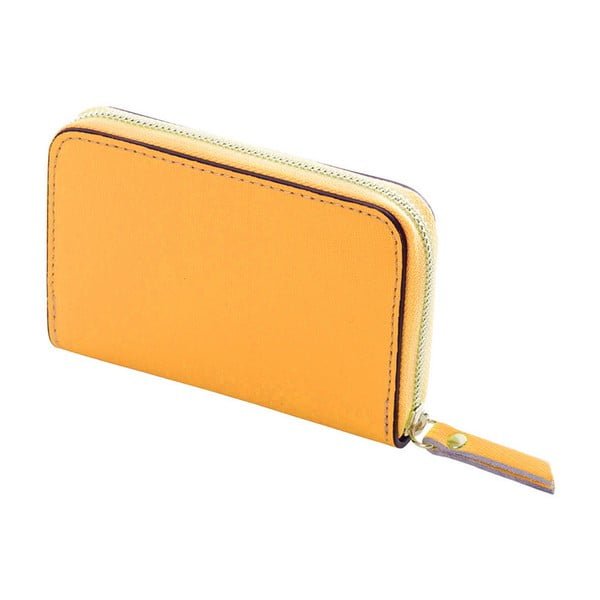 Žlutá peněženka z pravé kůže Andrea Cardone Saffiano