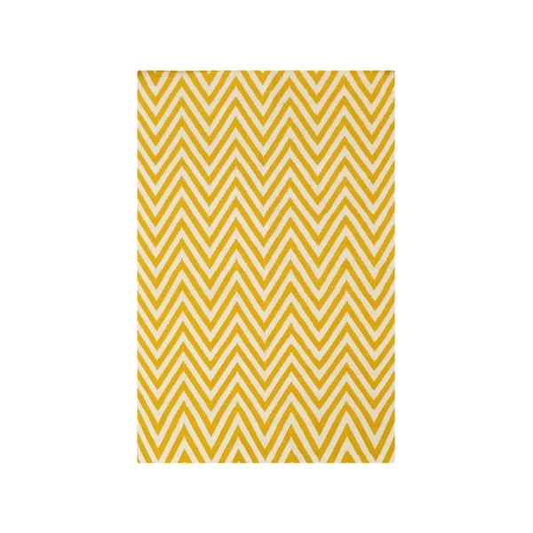 Vlněný koberec Zig Zag Yellow, 240x155 cm