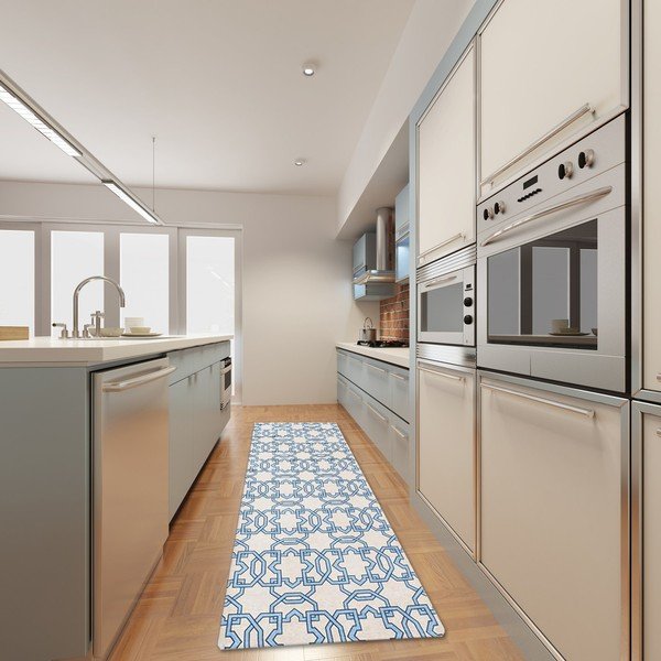 Vysoce odolný kuchyňský koberec Webtappeti Tiles Blue, 80 x 130 cm-image-1