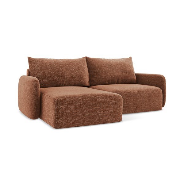 Разтегателен ъглов диван с място за съхранение в тухлен цвят (ляв ъгъл) Kalena – Makamii-image-1