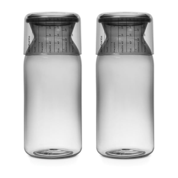 Комплект от 2 тъмносиви стъклени буркана с мерителни чаши , 1,3 л - Brabantia