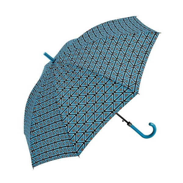 Modrozelený holový deštník Ambiance Patchwork, ⌀ 122 cm