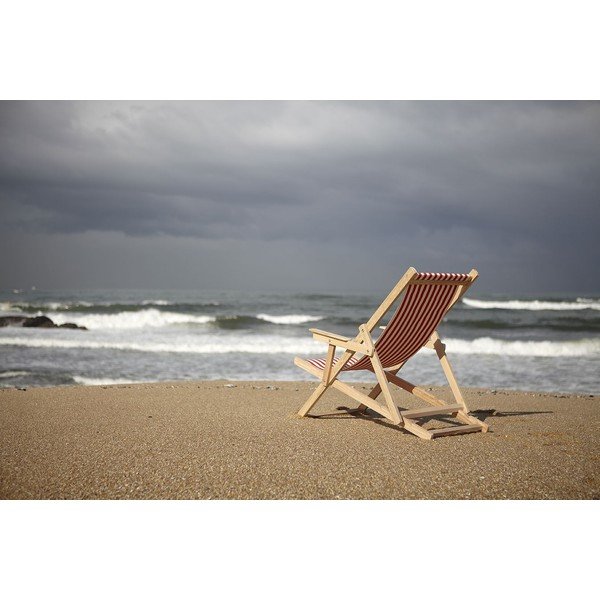 Skládací lehátko Beach, modro-červené proužky-image-1