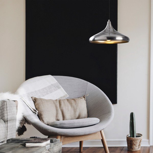 Висящо осветително тяло в сребрист цвят с метален абажур ø 35 cm Nile – Opviq lights-image-1