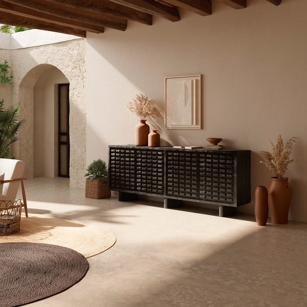 Черен скрин от масивно манго 200x80x40 cm Inaya – MOME-image-1