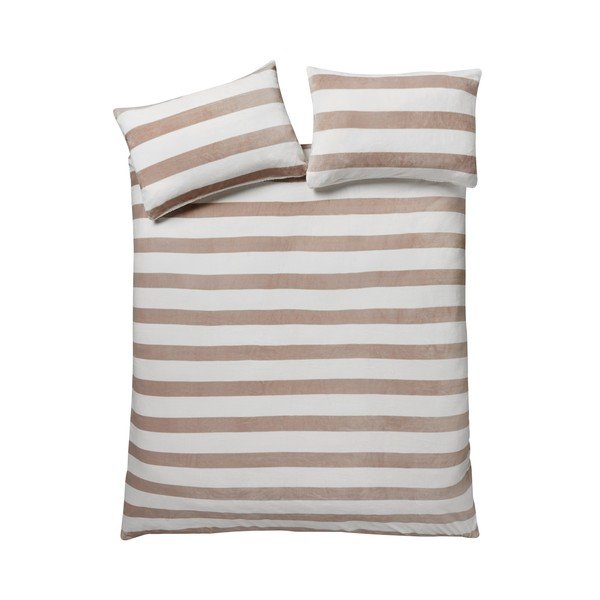 Единично  спално бельо от шерпа в естествен цвят 135x200 cm Cosy Sherpa Stripe – Catherine Lansfield