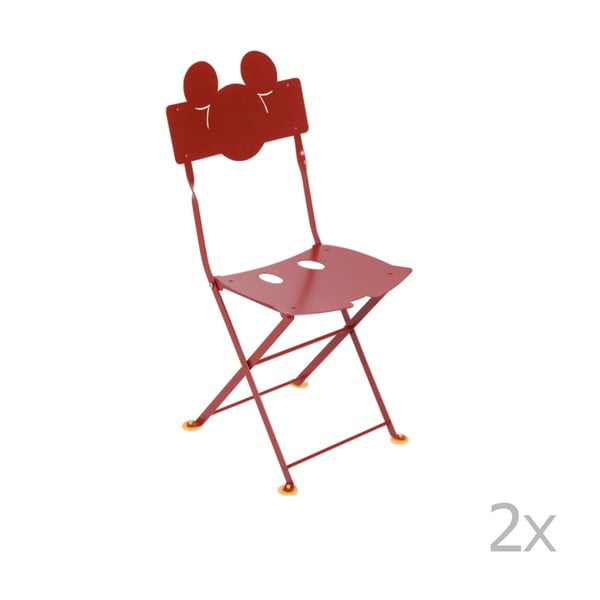 Комплект от 2 червени детски метални градински стола Bistro Mickey Junior - Fermob