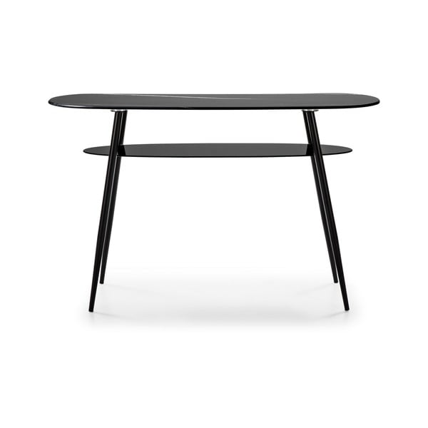 Черна конзолна маса със стъклен плот в мраморен декор Alina - Marckeric-image-2