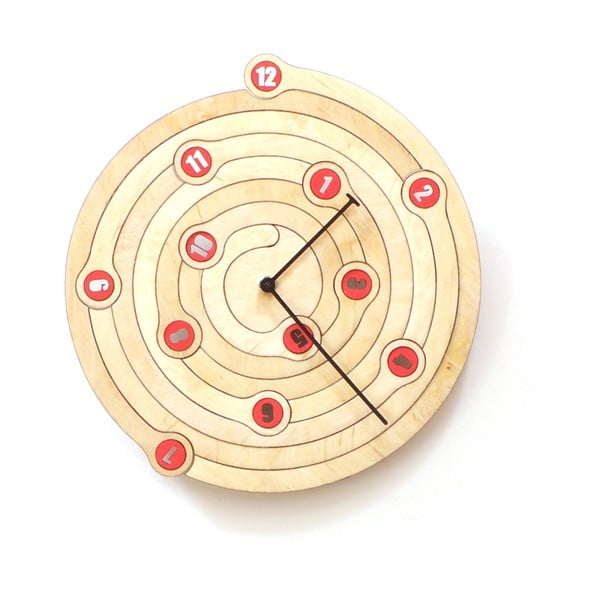 Dřevěné hodiny Spiral, 29 cm