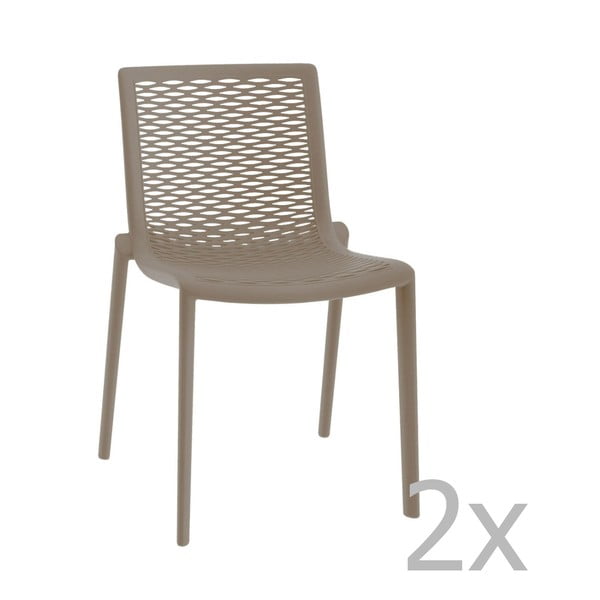 Комплект от 2 пясъчнокафяви градински стола за хранене Net-Kat - Resol