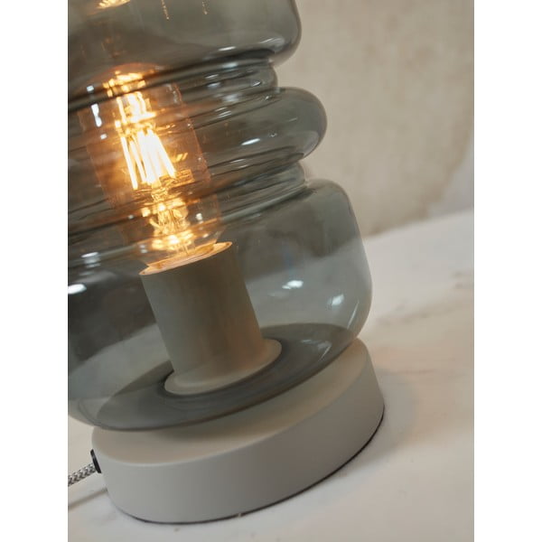 Сива настолна лампа със стъклен абажур (височина 23 cm) Verona – it's about RoMi-image-3