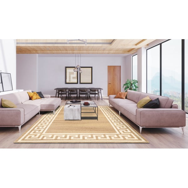 Светлокафяв вълнен килим 133x180 cm Cesar - Agnella-image-1