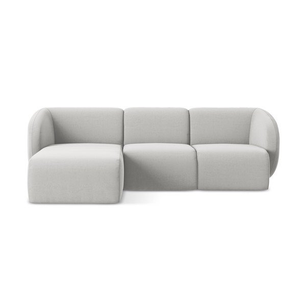 Светлосив кадифен ъглов диван (ляв ъгъл) Lani – Makamii