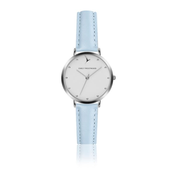 Dámské hodinky se světle modrýmn páskem z pravé kůže Emily Westwood Meeting