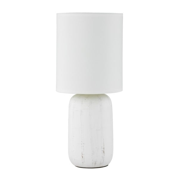 Бяла настолна лампа от керамика и плат, височина 35 cm Clay - Trio