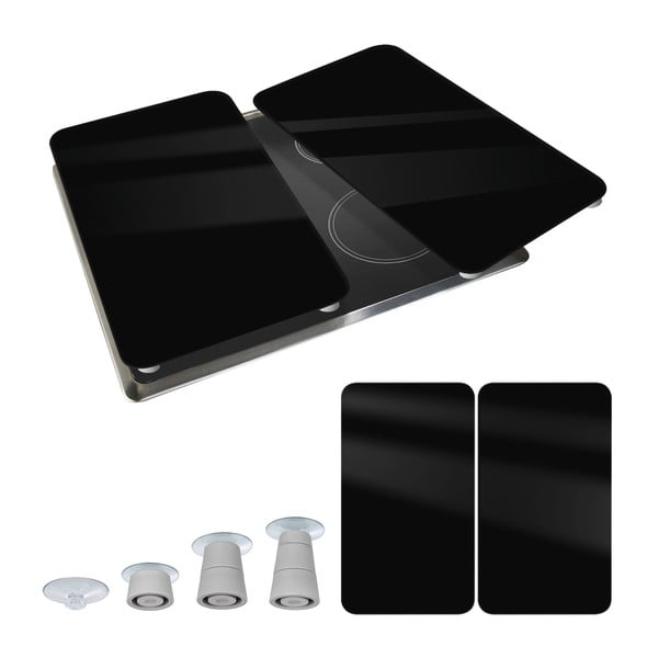 Комплект от 2 стъклени капака за печка Universal black - Wenko-image-3