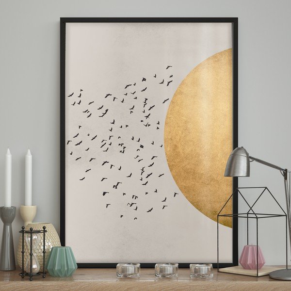 Плакат за стена в рамка BIRDS/SILHOUTTE, 50 x 70 cm Birds Silhouette - DecoKing-image-1
