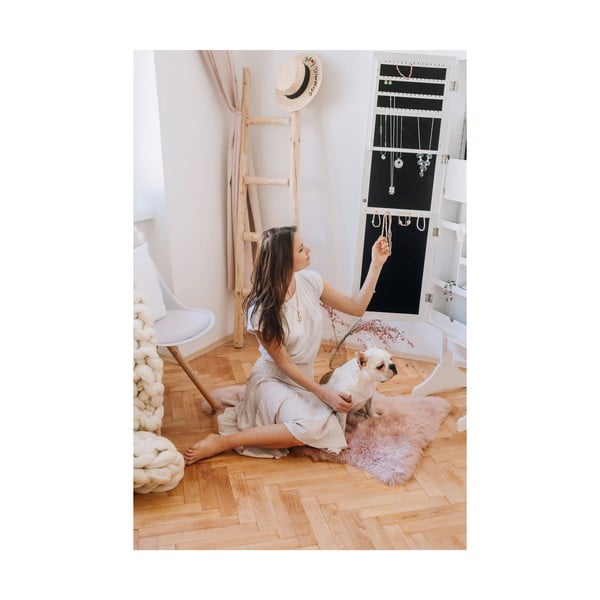 Бяла стояща кутия за бижута с огледало и LED светлина Bien - Bonami Essentials-image-1