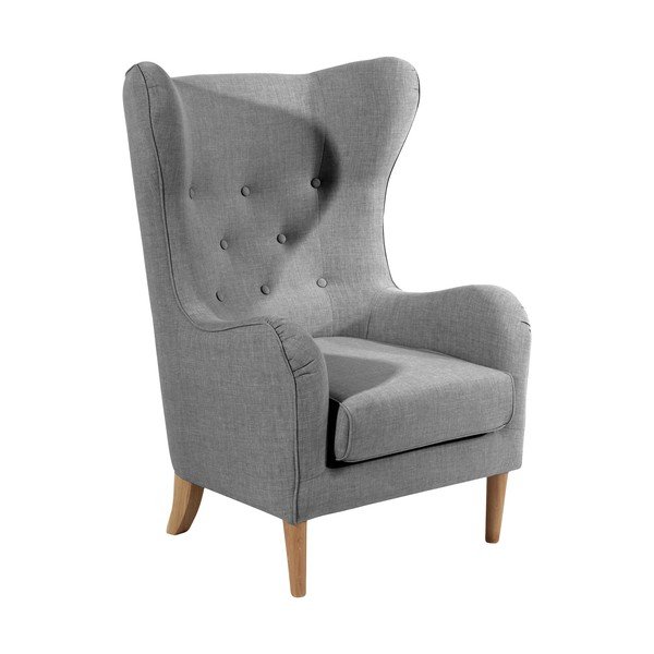 Кресло от сиво ленено платно с уши Miriam - Max Winzer