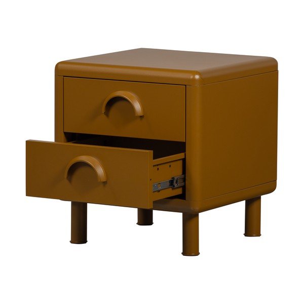 Метално нощно шкафче в цвят жълта охра Rune – WOOOD-image-3