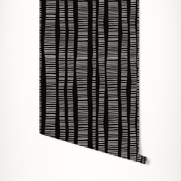 Черен самозалепващ се тапет Brenda, 60 x 300 cm - LineArtistica