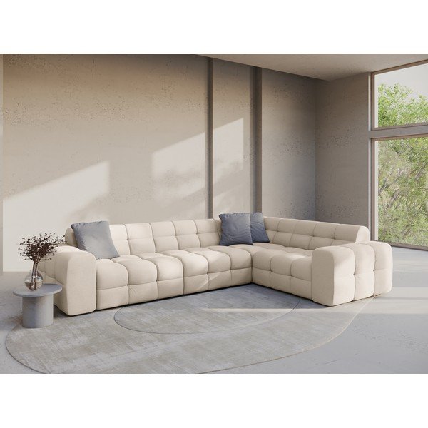 Бежов ъглов диван (десен ъгъл/L форма) Kendal – Micadoni -image-1