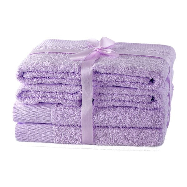 Памучни хавлии и кърпи за баня в комплект от 6 бр. от тери лавандула Amari – AmeliaHome