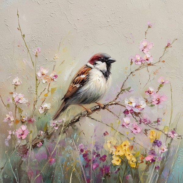 Печатна върху платно картина 32x32 cm Sparrow – Styler