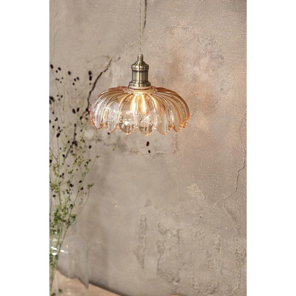 Висящо осветително тяло в месингов и кехлибарен цвят със стъклен абажур ø 25,5 cm Kurage – Markslöjd-image-3