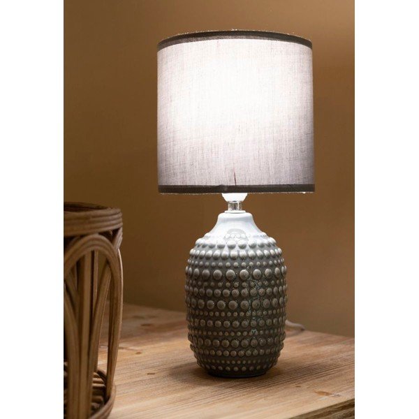 Сива керамична настолна лампа с текстилен абажур (височина 30,5 cm) Points – Mauro Ferretti-image-1