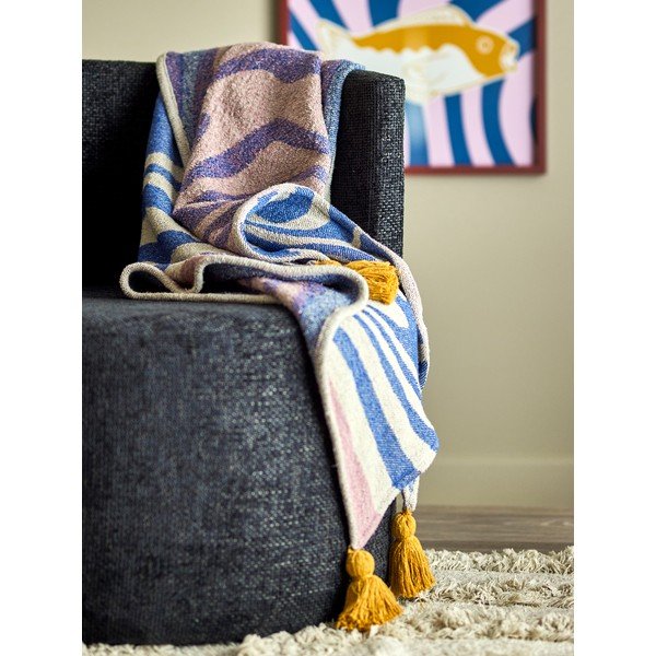 Синьо  одеяло със смес от памук 130x160 cm Arlie – Bloomingville-image-1