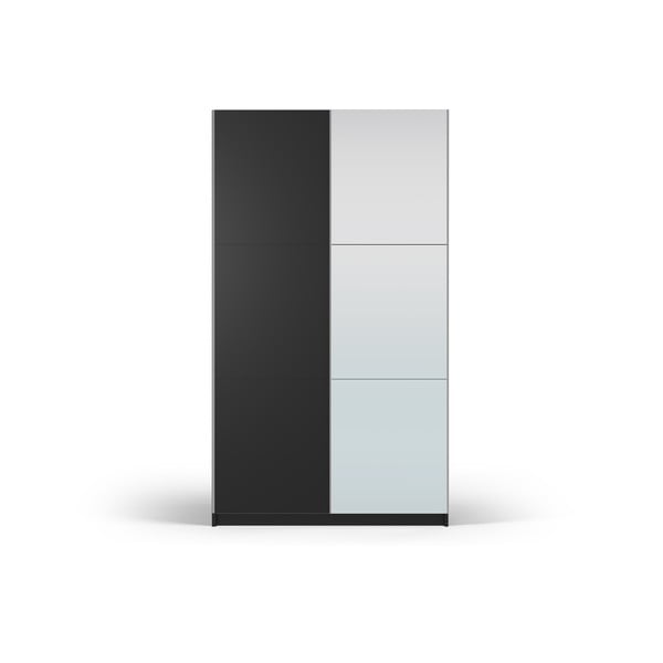 Черен гардероб с огледало и плъзгащи се врати 122x215 cm Lisburn - Cosmopolitan Design