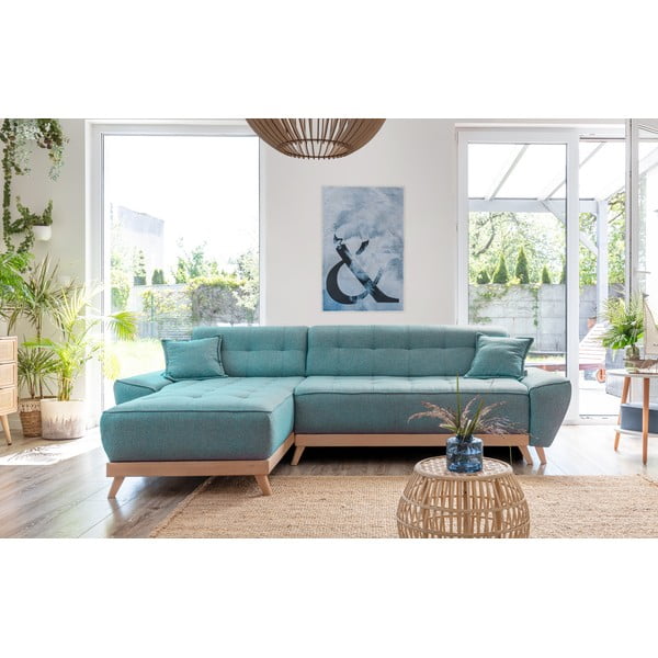 Тюркоаз разтегателен ъглов диван (променлив) Dazzling Daisy – Miuform-image-1