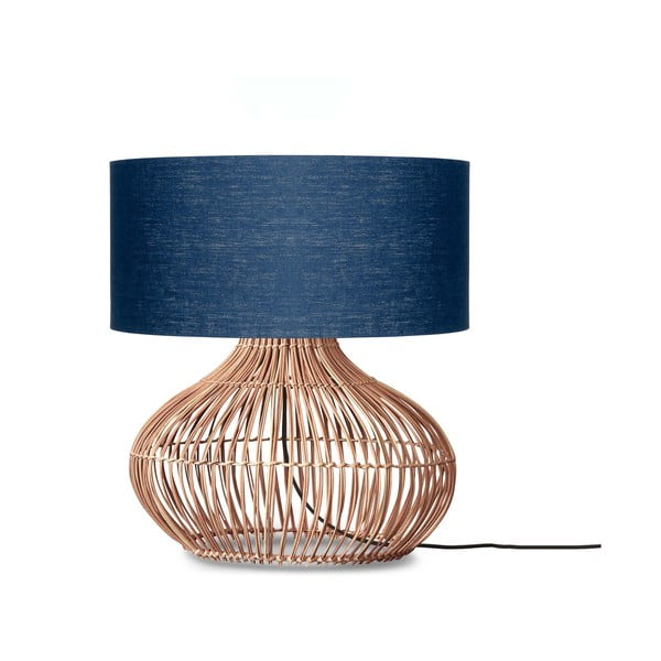 Настолна лампа с текстилен абажур в тъмносиньо-натурален цвят (височина 60 cm) Kalahari - Good&Mojo