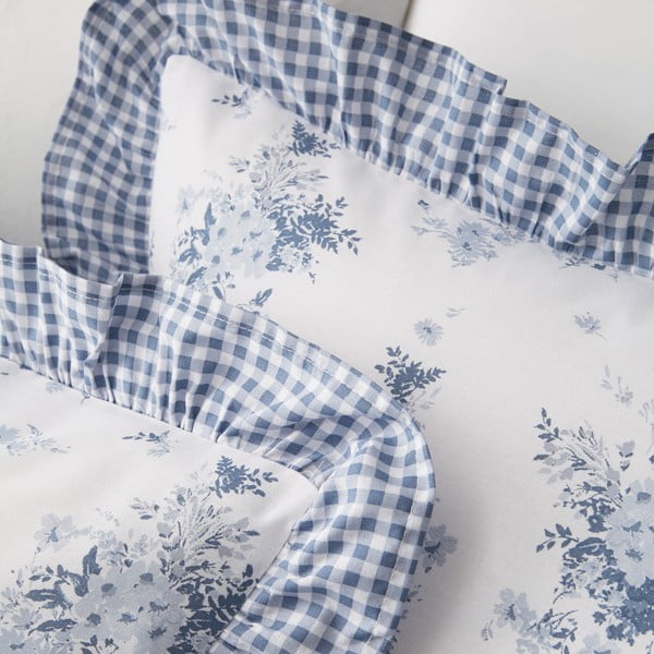 Бяло-синьо  единично  спално бельо 135x200 cm Lucie Floral Frill – Catherine Lansfield-image-3