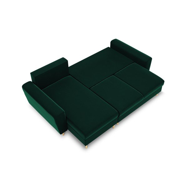 Зелен кадифен разтегателен ъглов диван с място за съхранение Kyoto – Cosmopolitan Design-image-1